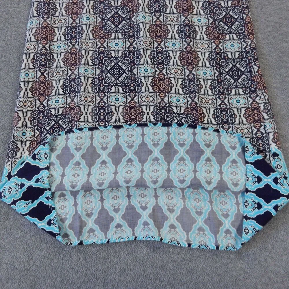 Skies Are Blue Dress Medium Colorful Aztec Print Boho Hippie VNeck Short Sleeve - Picture 6 of 9